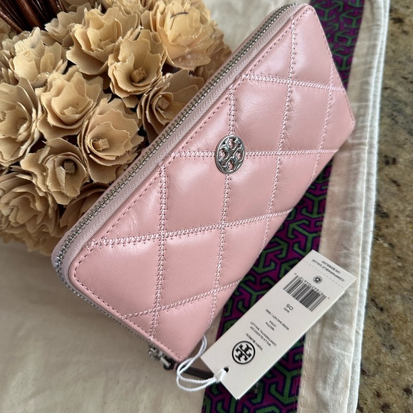 New Tory burch WILLA GLAZED ZIP CONTINENTAL WALLET ROSE SACHET - Picture 5 of 8